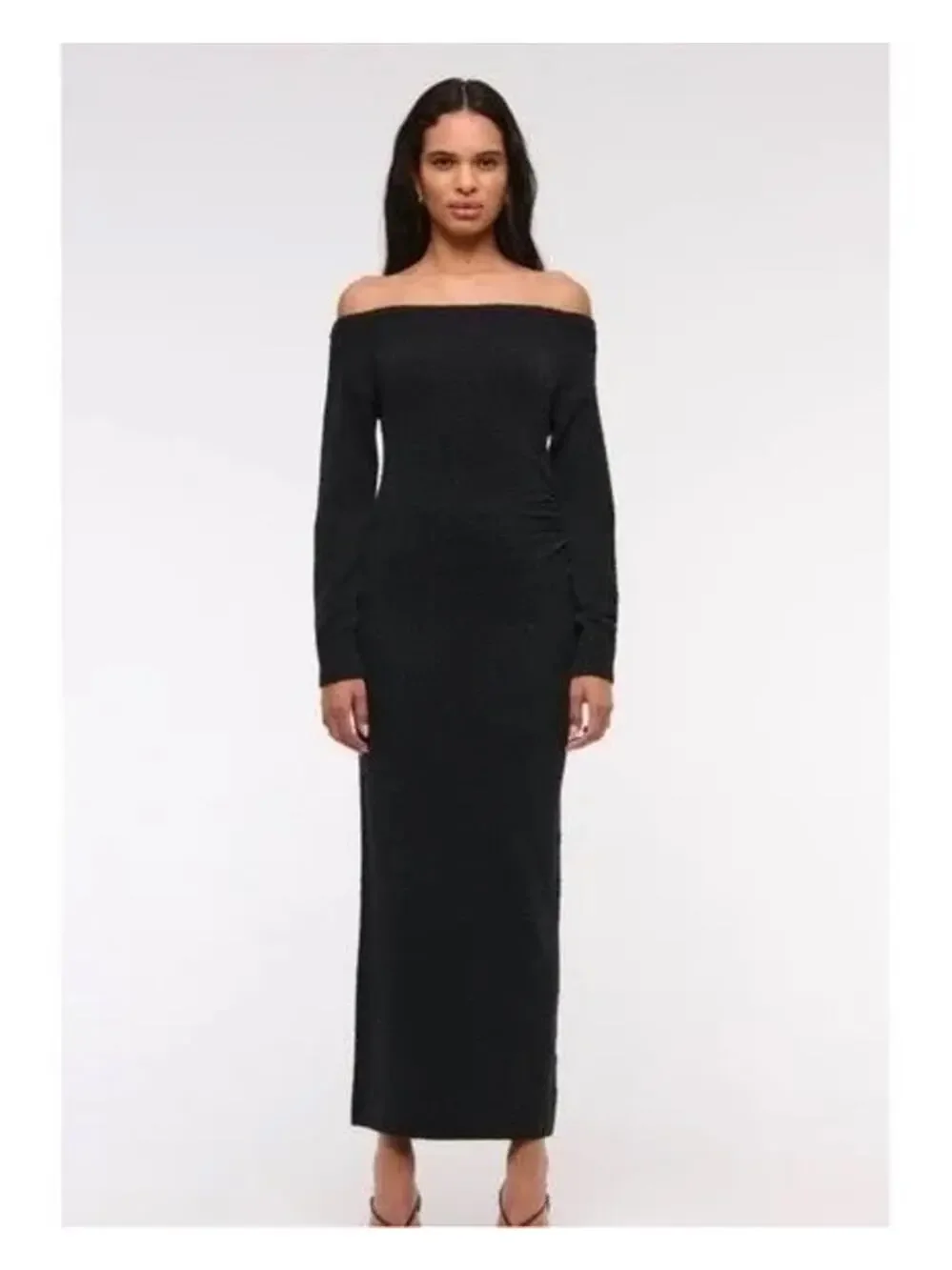 NWT Abercrombie & Fitch Off Shoulder Maxi Dress Black Long Sleeve Women’s M